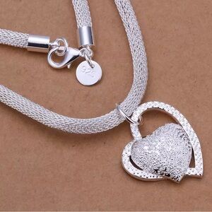 925 Sterling Silver Heart Pendant Necklace